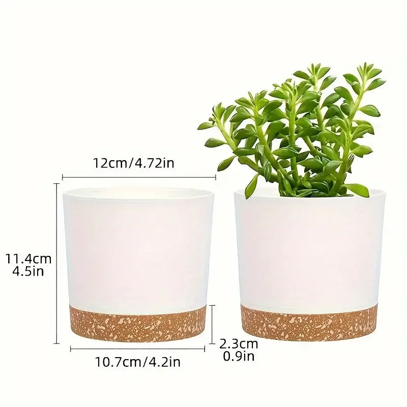 2 Pack, Planters for Indoor Plants with Drainage Holes and Removable Base,Saucer Modern Decorative for Outdoor Garden Planters
