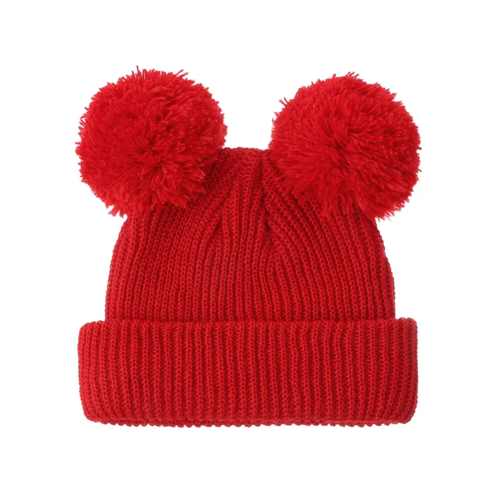 0-12M Solid Knitted Cute Pom Pom Cap | Newborn Baby Turban Hat