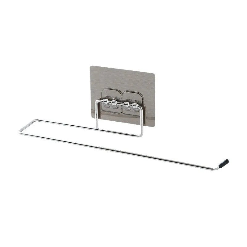 1/4 Of The Kitchen Wall Hanging Paper Towel Rack, Perforation-Free Dish Cloth, Plastic Wrap Stainless Steel Organizer Hooks