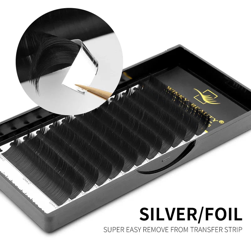 Flat Black Mink Lashes | Ellipse Split Tips Individual Eyelash Extensions