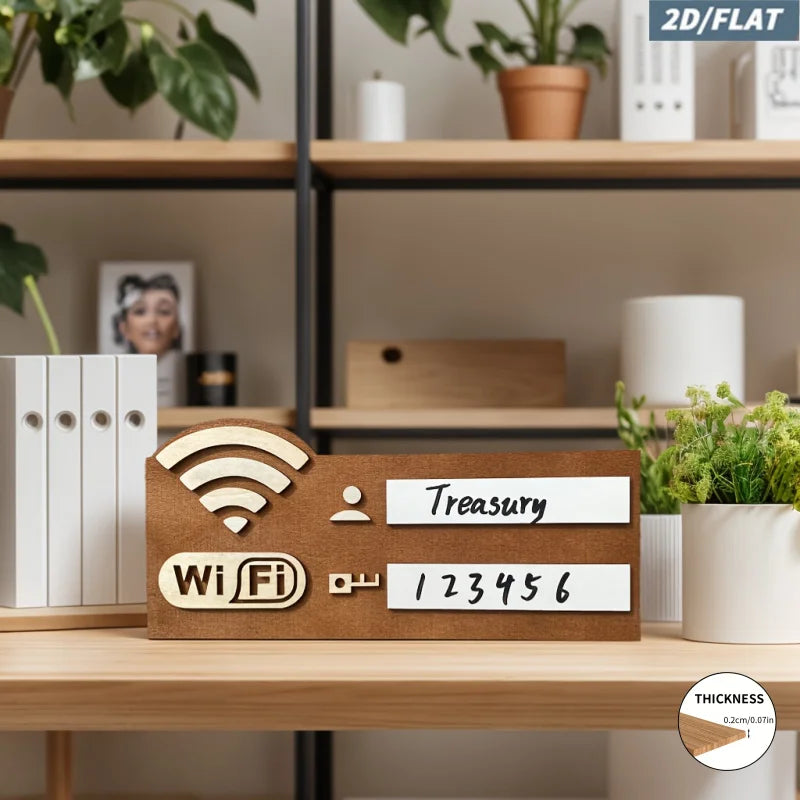 2D Wooden WiFi Password Sign with Erasable Board & Marker, Summer Home/Office/ Airbnb Guest Room Decor for Easy WiFi Access