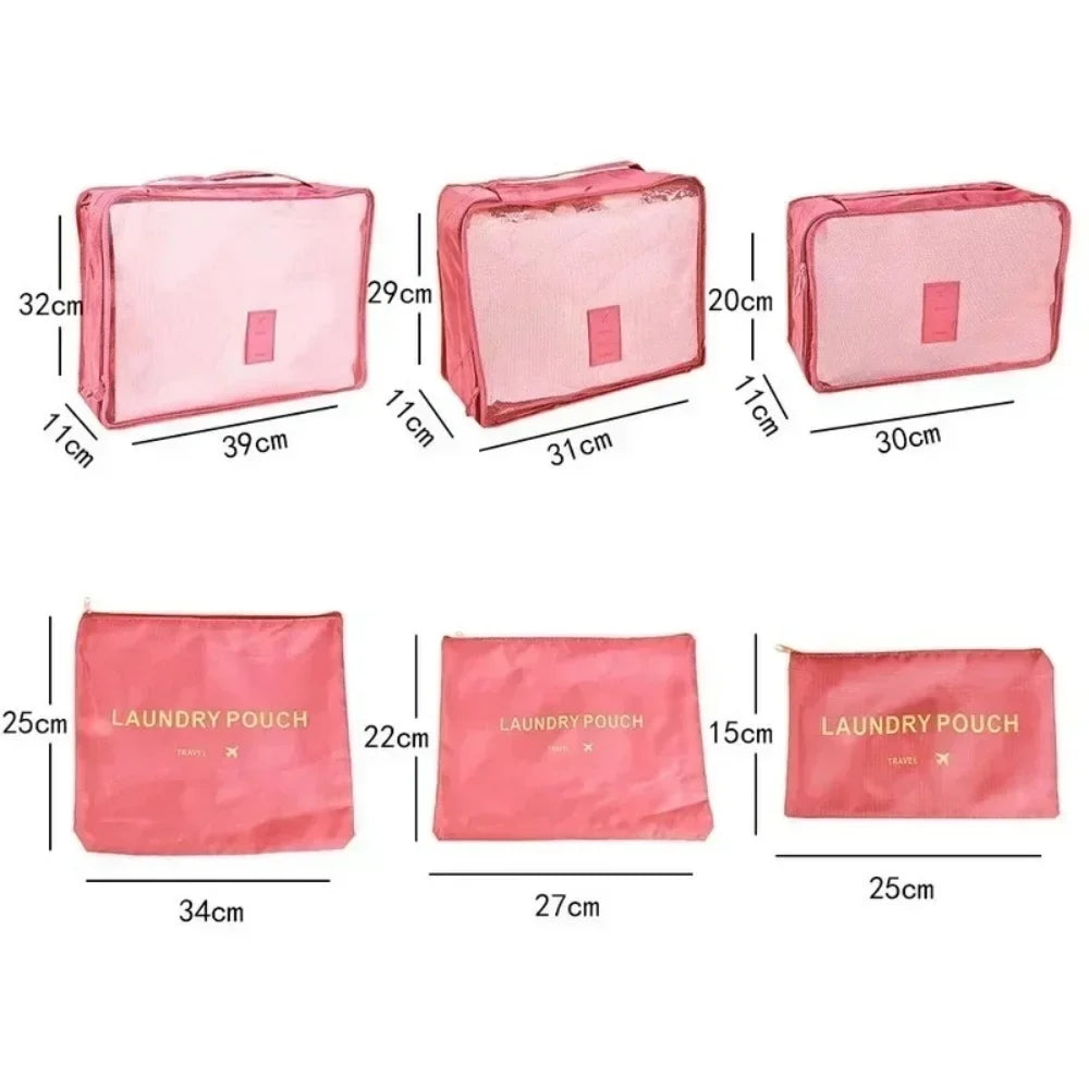 Protable Large Capacity Waterproof Luggage Clothing Underwear Storage Bag 6 Pcs/Set Travel Storage Bag Travel Bag With Zipper
