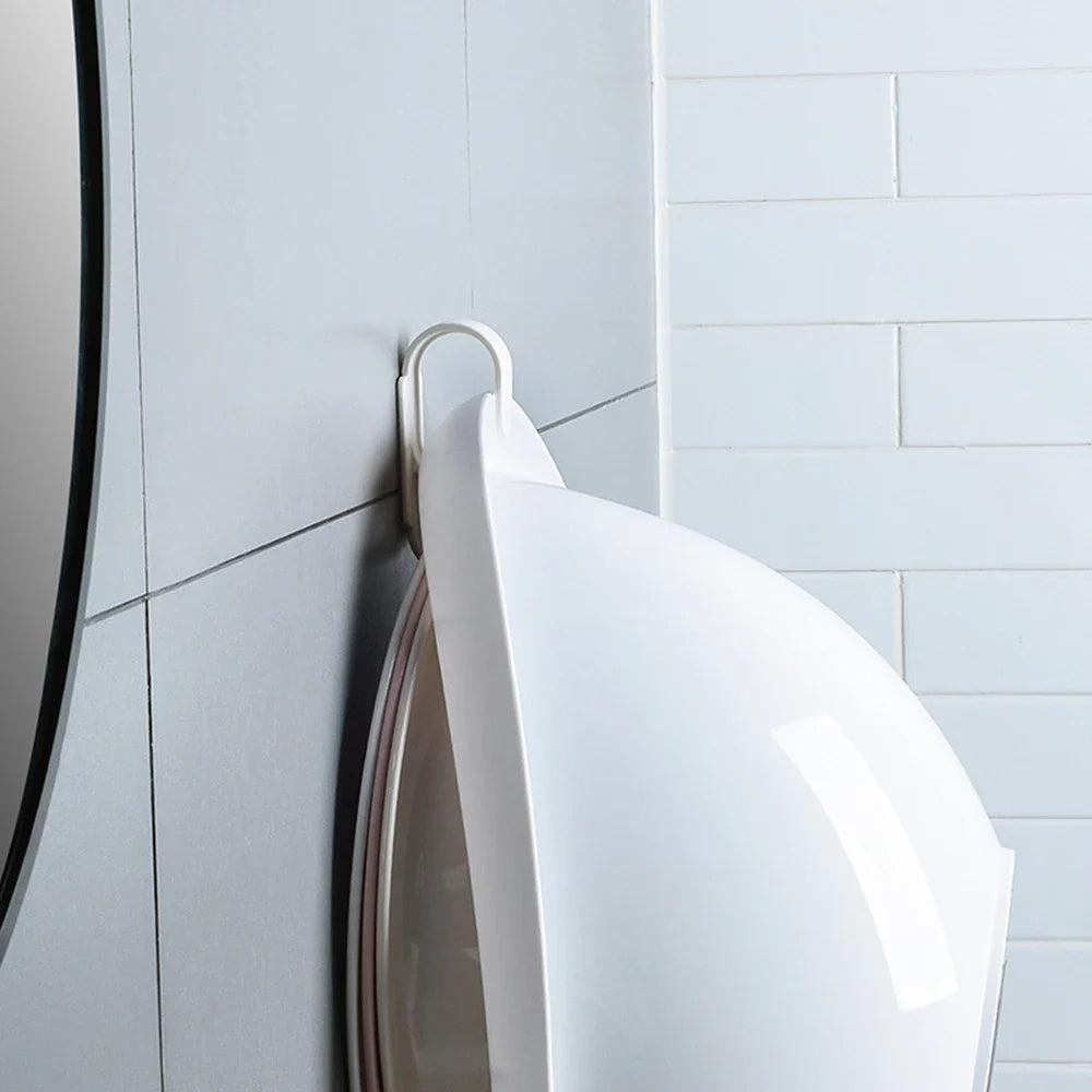 Double Layer Wall Hanging Washbasin Hook Punch Free Adhesive Wash Basin Storage Rack Save Space Home Universal Storage Hook