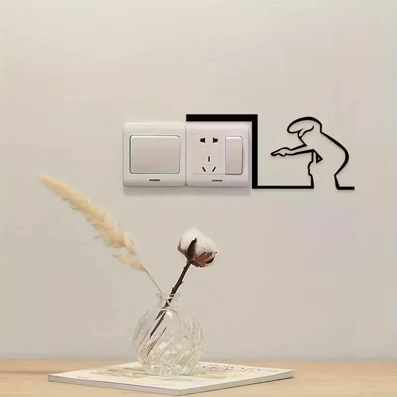 Minimalist La Linea Switch Sticker | Cartoon Power Switch Decal for Home Decor