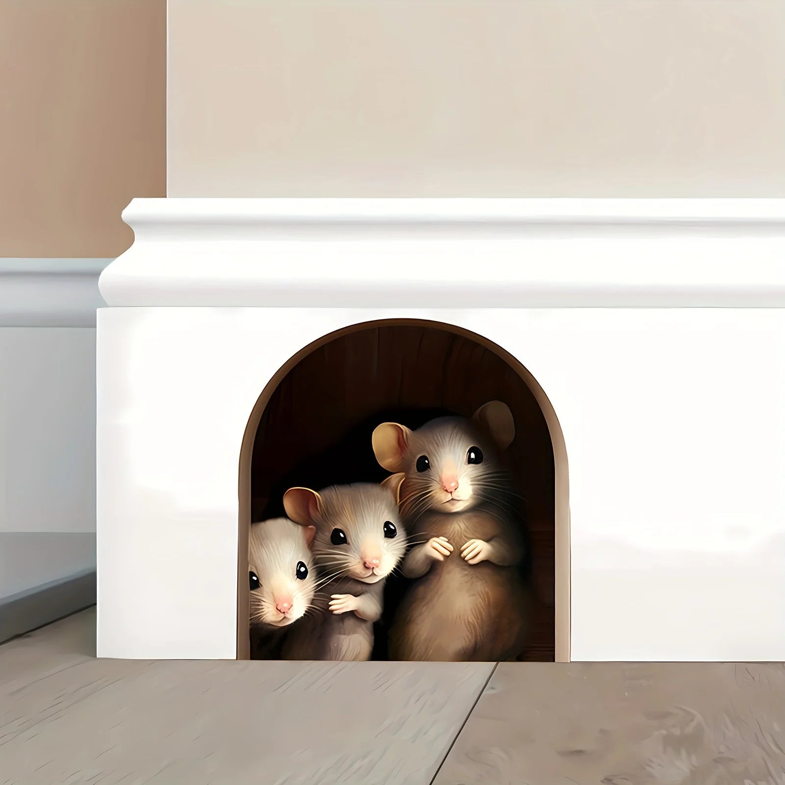 3D Mouse In Hole Wall Stickers | Waterproof Self-Adhesive Wall Decals