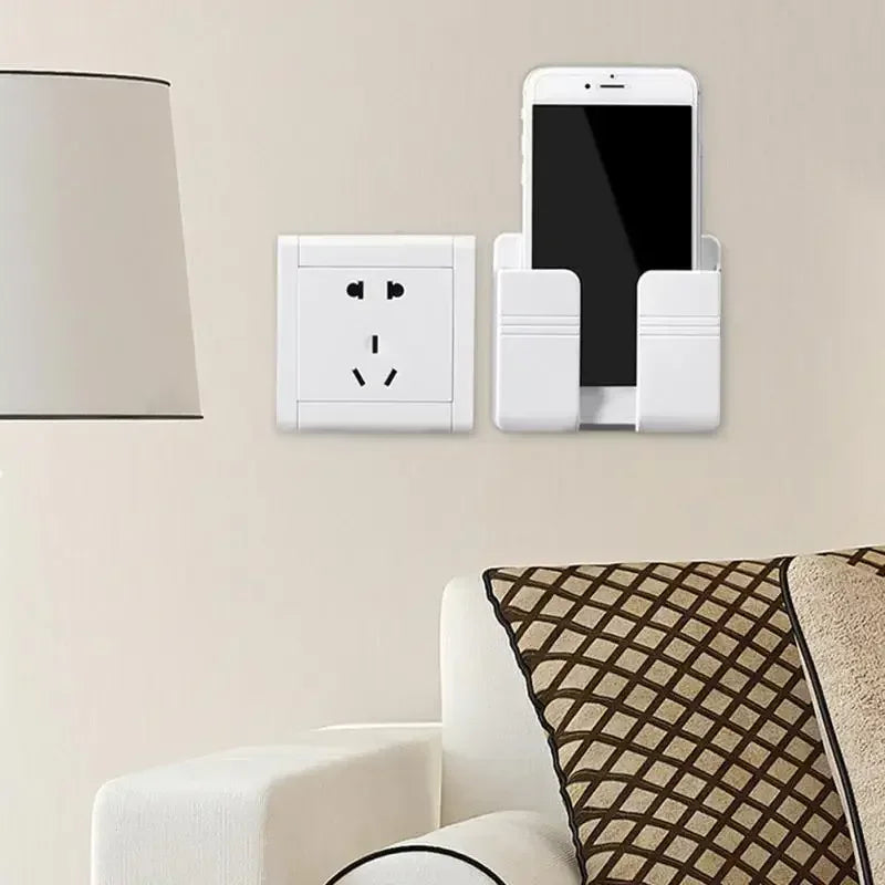 Wall Mount Phone Holder Socket Sticky Stand for iPhone Samsung All Smartphones Charging Holder for Home Kitchen Bathroom
