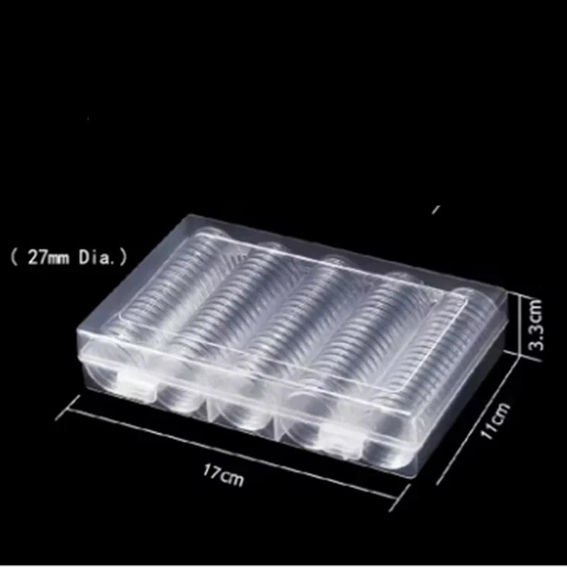 100Pcs Clear Coin Capsule Holder Case 27/30mm Transparent Commemorative Collectable Coin Storage Box Collection Supplies