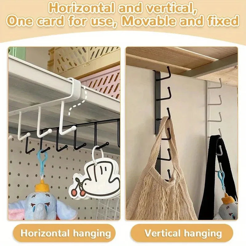 Kitchen Storage Rack 6 Hooks Wall Hanging Organizer Cup Mug Holder for Home Kitchen Bathroom