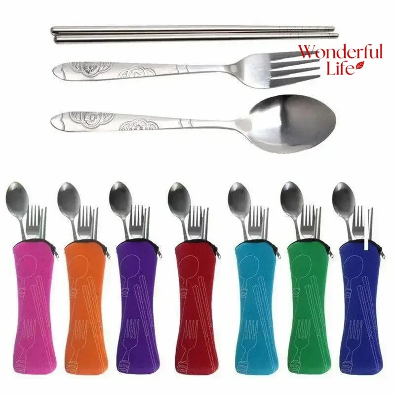 1/2Pcs Home Kitchen Portable Cutlery Bags Picnic Fork Spoon New Travel Packaging Tableware Bag Without Dinnerware Tableware Case