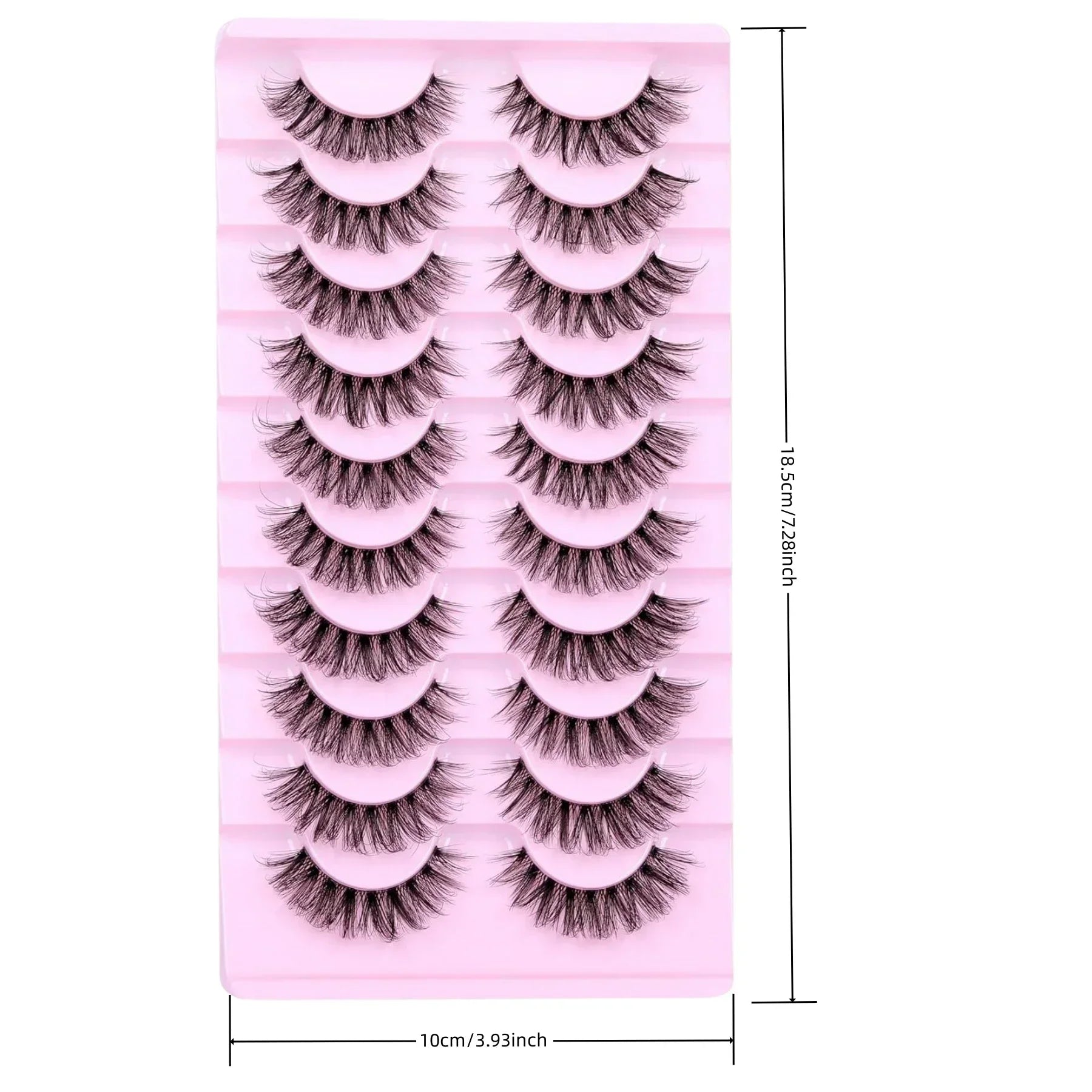 10 Pairs Natural Fluffy False Eyelashes | Wispy 3D Volume Strip Lashes with Clear Band