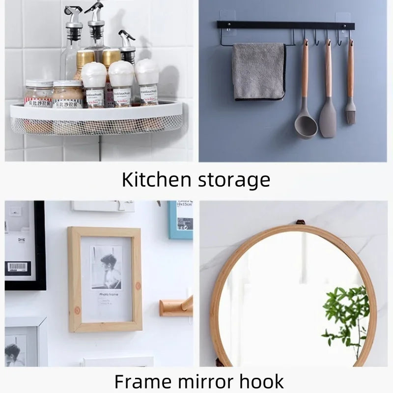 10/50pcs Self-Adhesive Hook Strong Adhesive Picture Frame Nails Hooks Transparent Seamless Wall Hangers Hanging Clock