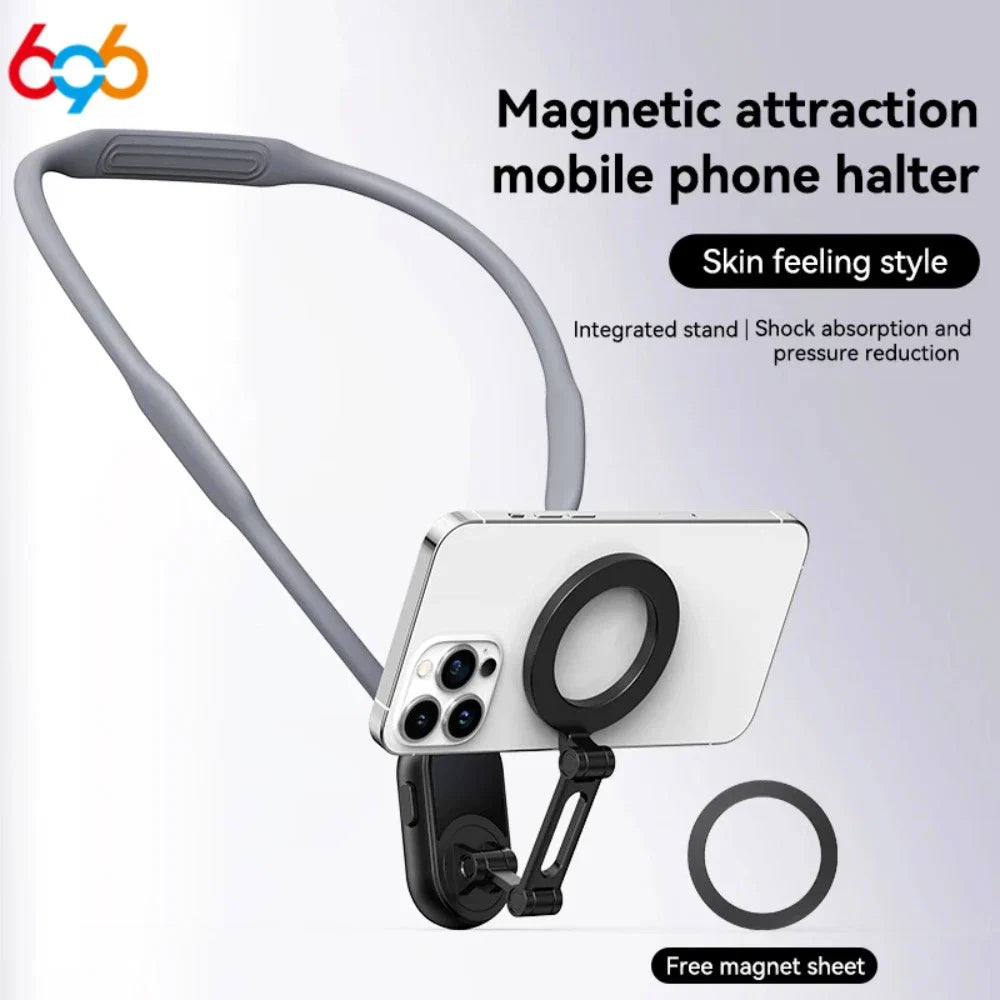 Portable Magnetic Neck Halter Mobile Phone Holder For IPhone 16 15 14 13 For Huawei For Samsung FOR Xiaomi Selfie Stand Bracket