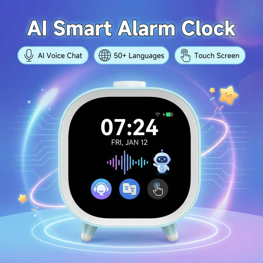AI Smart Alarm Clock Talking Buddy Educational Toy for Kids Music/Stories Player Pomodoro Timer Cool Robot Gift for Boys Girls