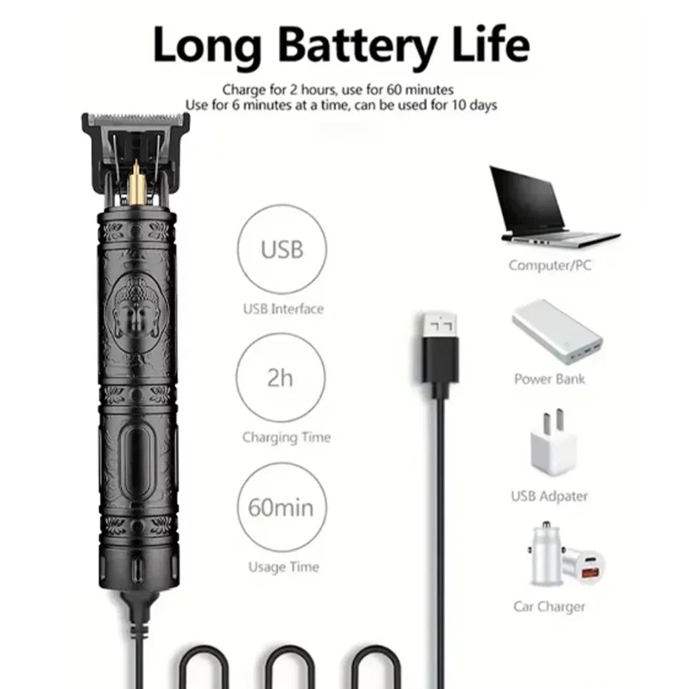 hiena Electric Hair Clipper UBS Rechargeable Cordless Beard Trimmer Men Powerful Electric Hair Clipper Trimming Tool