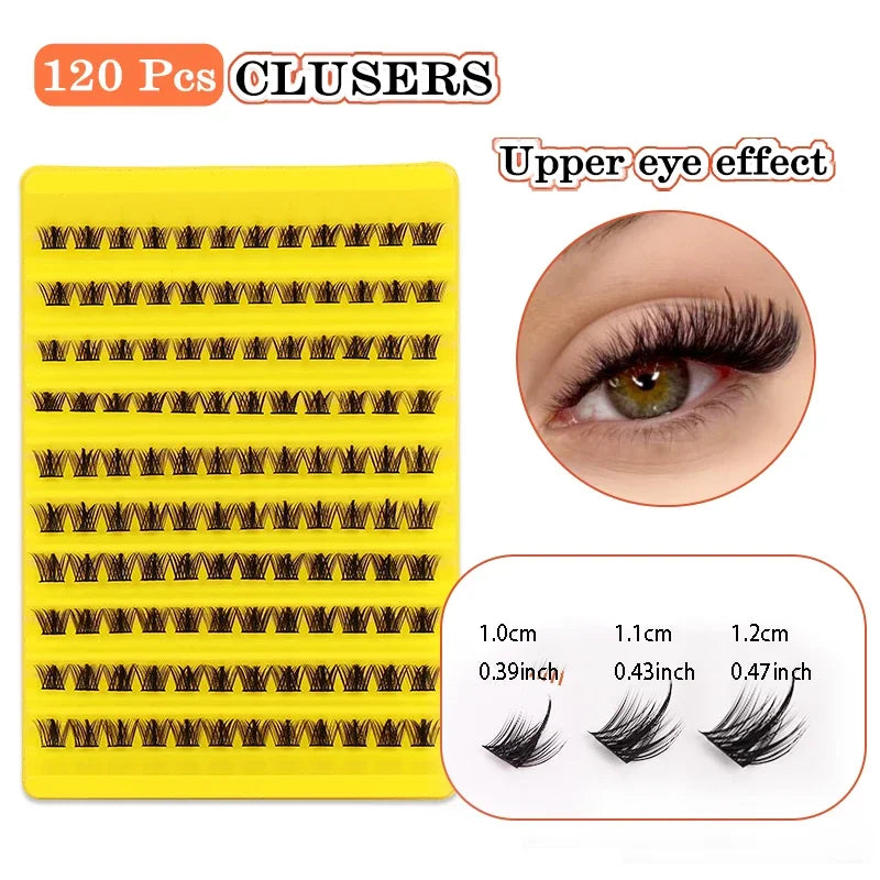 120 Pcs Eyelash Clusters | DIY Natural Wispy Lashes for Home Use