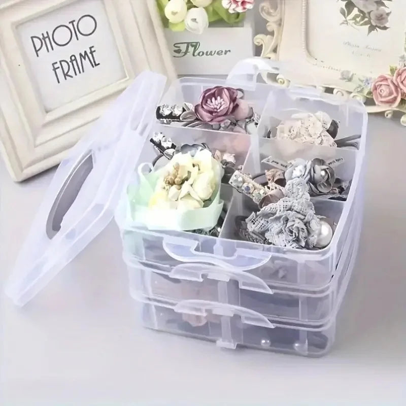 Stackable 3-Tier Plastic Storage Box Adjustable Compartment Toy Container Clear Jewelry Sundries Organizer Home Storage Supplies