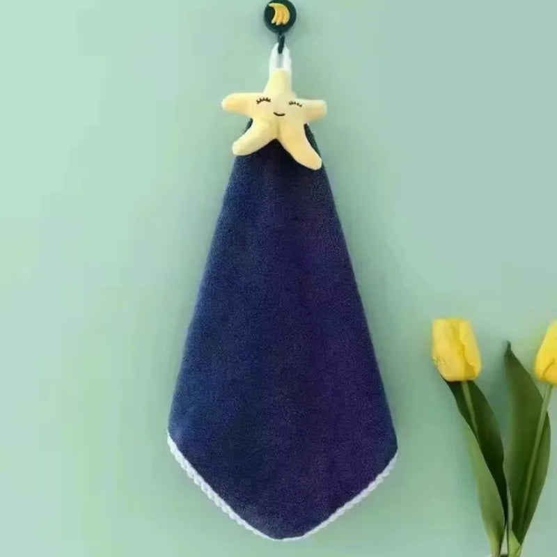 Coral Fleece Hangable Thicken Towel CartoonTowel Cute Absorbent Hand Towels Cleaning Cloth Rag Handkerchief
