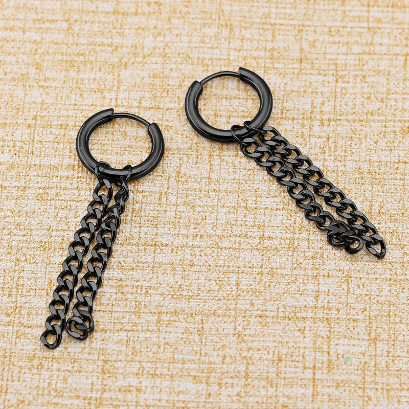 Punk Stainless Steel Stud Earrings Set | Unisex Hip Hop Piercing Jewelry