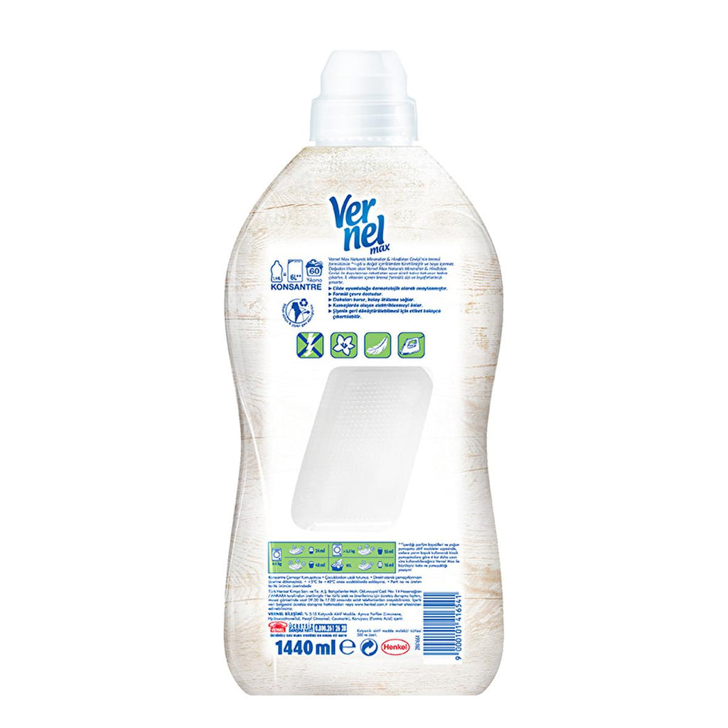 Vernel Concentrated Fabric Softener with Minerals & Coconut - 1440ml, Long-Lasting Fragrance & Natural Ingredients