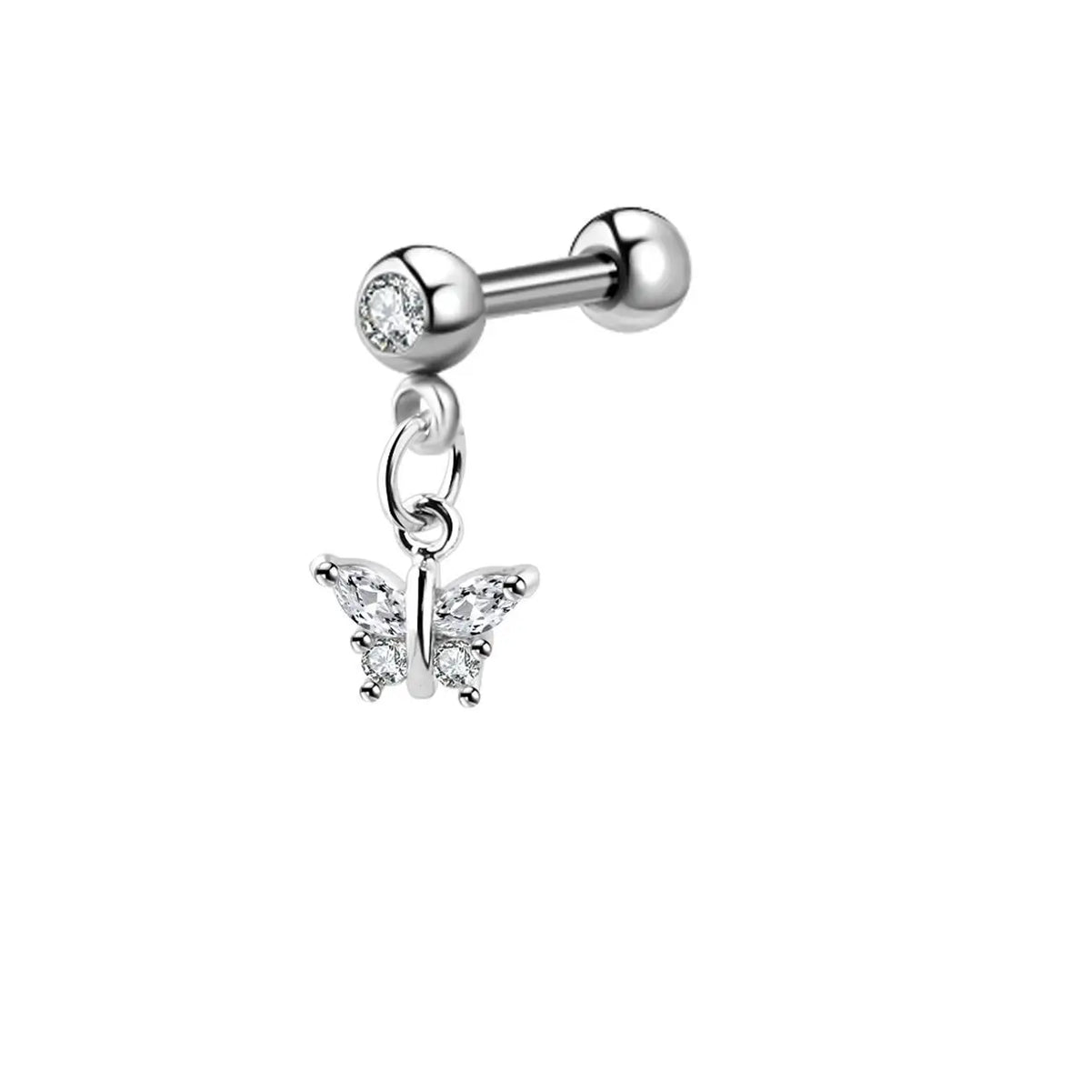 Moon Star Tragus Earring | Cz Cartilage Stud for Helix Daith Rook Piercing