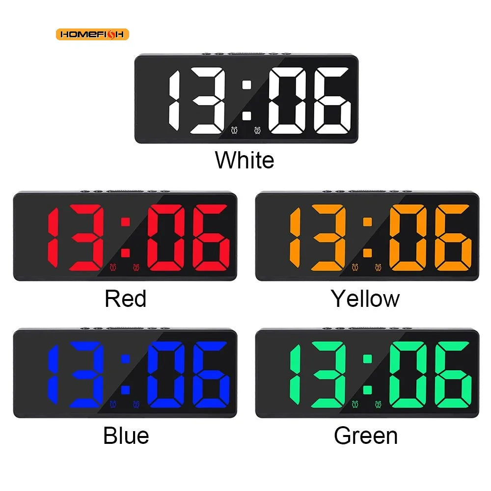 Creative Number Clock Color Nightlight Temperature Calendar Alarm Clock LED Large Number Electronic Clock Backlight Home Decor