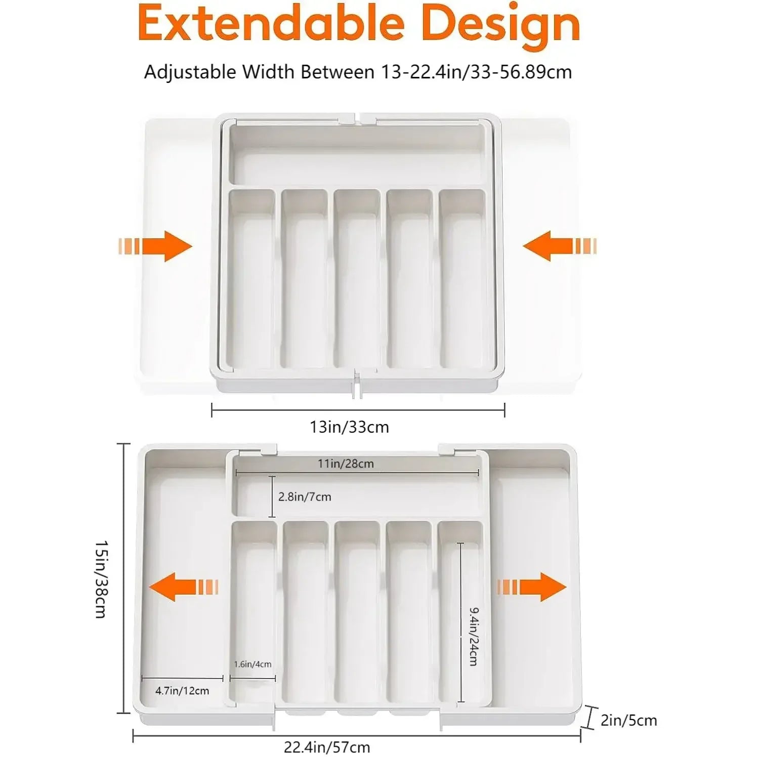 New Adjustable Cutlery Organizer - Upgraded Plastic Storage Tray with Dividers, Ideal for Organizing Spoons and Knife Drawers.