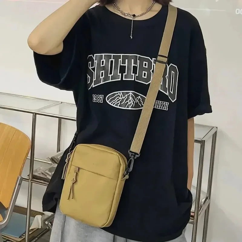 Canvas Women's Crossbody Bag Trend Shoulder Handbag Korean Solid Color Student Phone Bag Simple Shopper Bags Purse