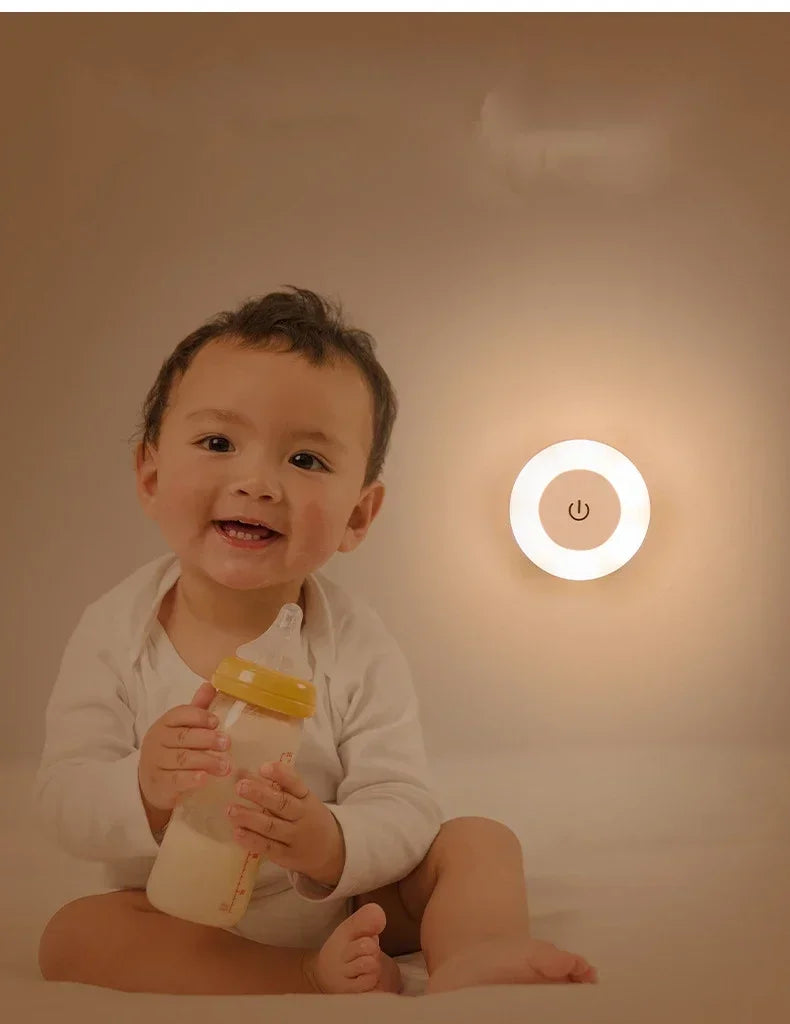 Round Touch Sensor LED Night Light | USB Rechargeable Magnetic Wall Lamp
