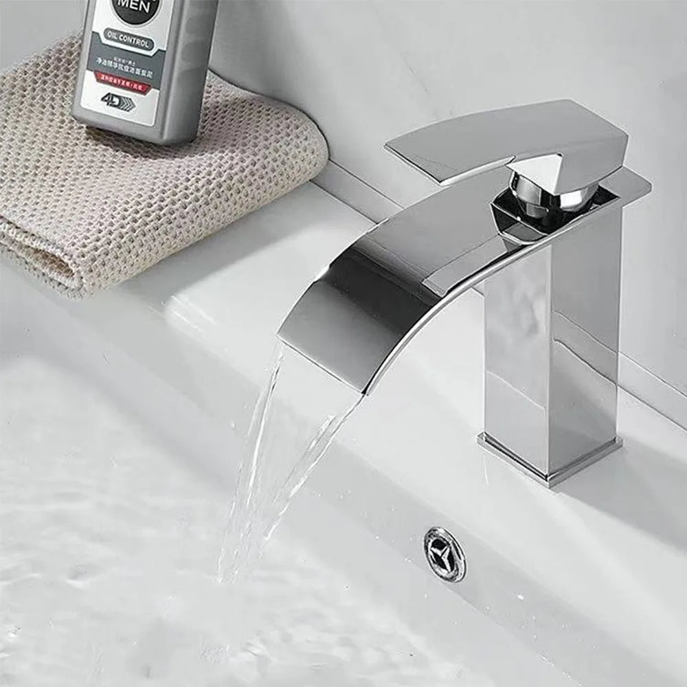 Waterfall Wash Basin Stainless Steel High And Low Faucet Black Hot And Cold Toilet Wash Basin Bathroom Home