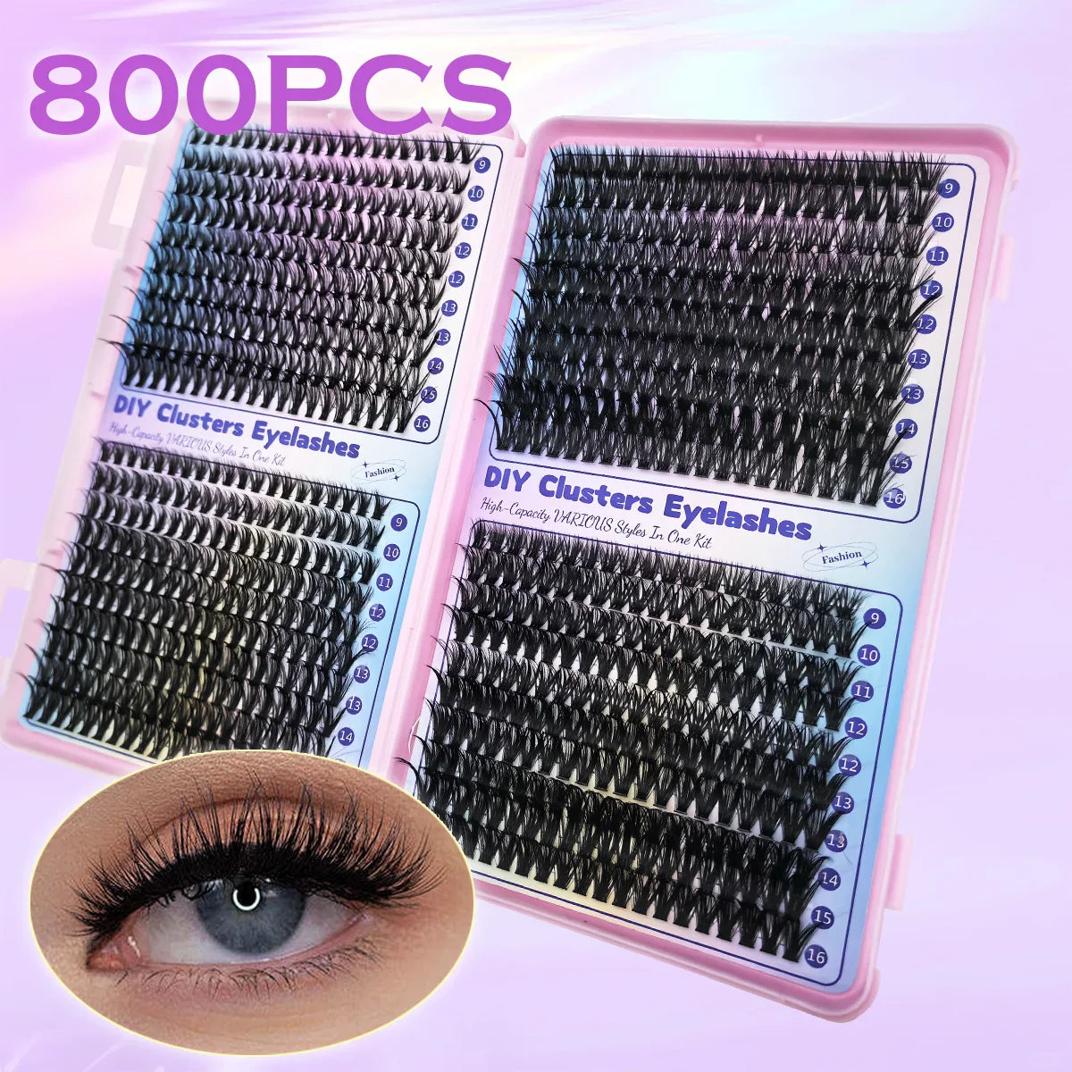DIY Cluster Eyelash Extensions Kit | 640pcs Individual Lashes for Home Use