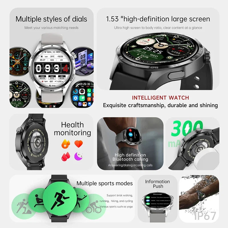 BOXUXING 2026 New GPS NFC Smart Watch 5 Pro Men 360*360 AMOLED Screen Heart rate Bluetooth Call IP68 Waterproof Man Smartwatch