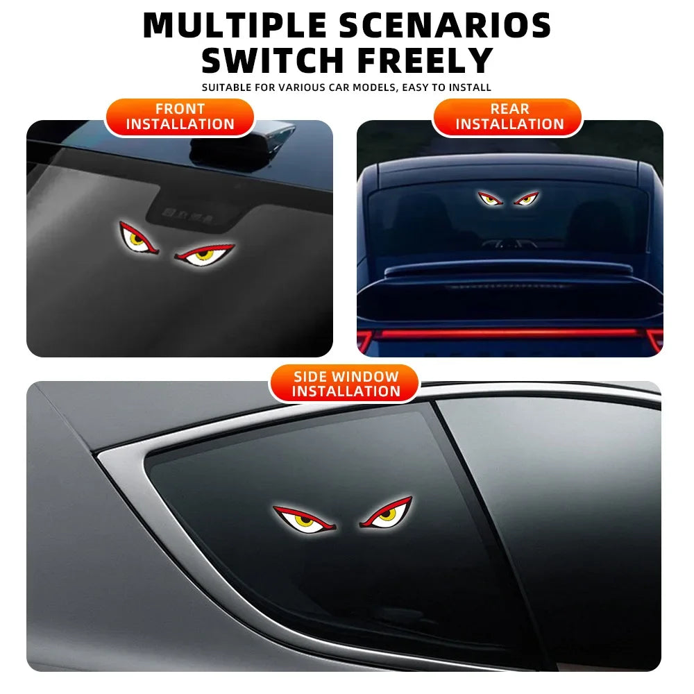 Solar Devil Eye Car Warning Light | USB-C Rechargeable Window Lamp