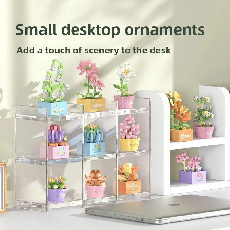 Flower Bouquet Mini Particle Building Blocks Flower Kit 3D DIY Creative Plants Micro Bricks for Home Decor Girl Gift Adults Kids