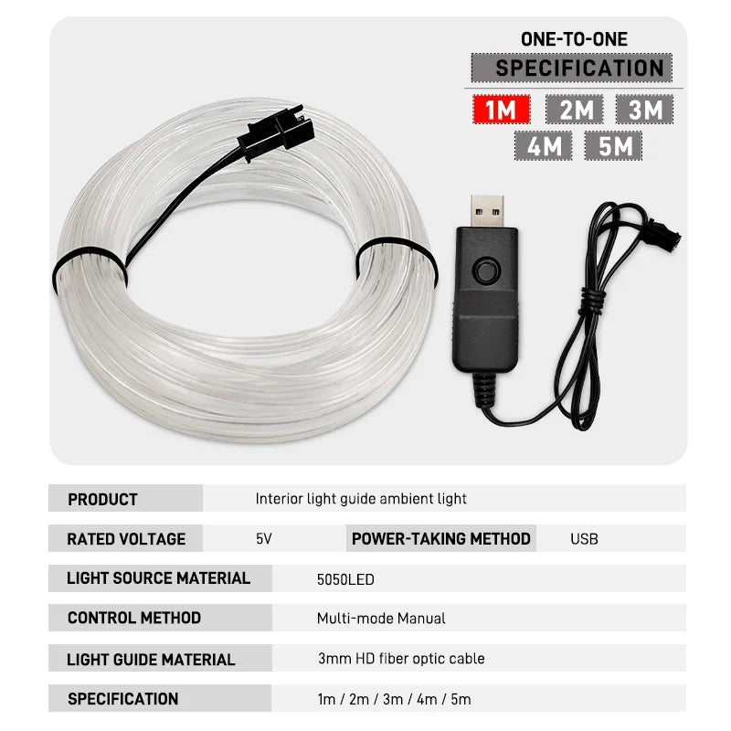 Car Interior EL Wire Neon Strips | Flexible LED Atmosphere Lamp
