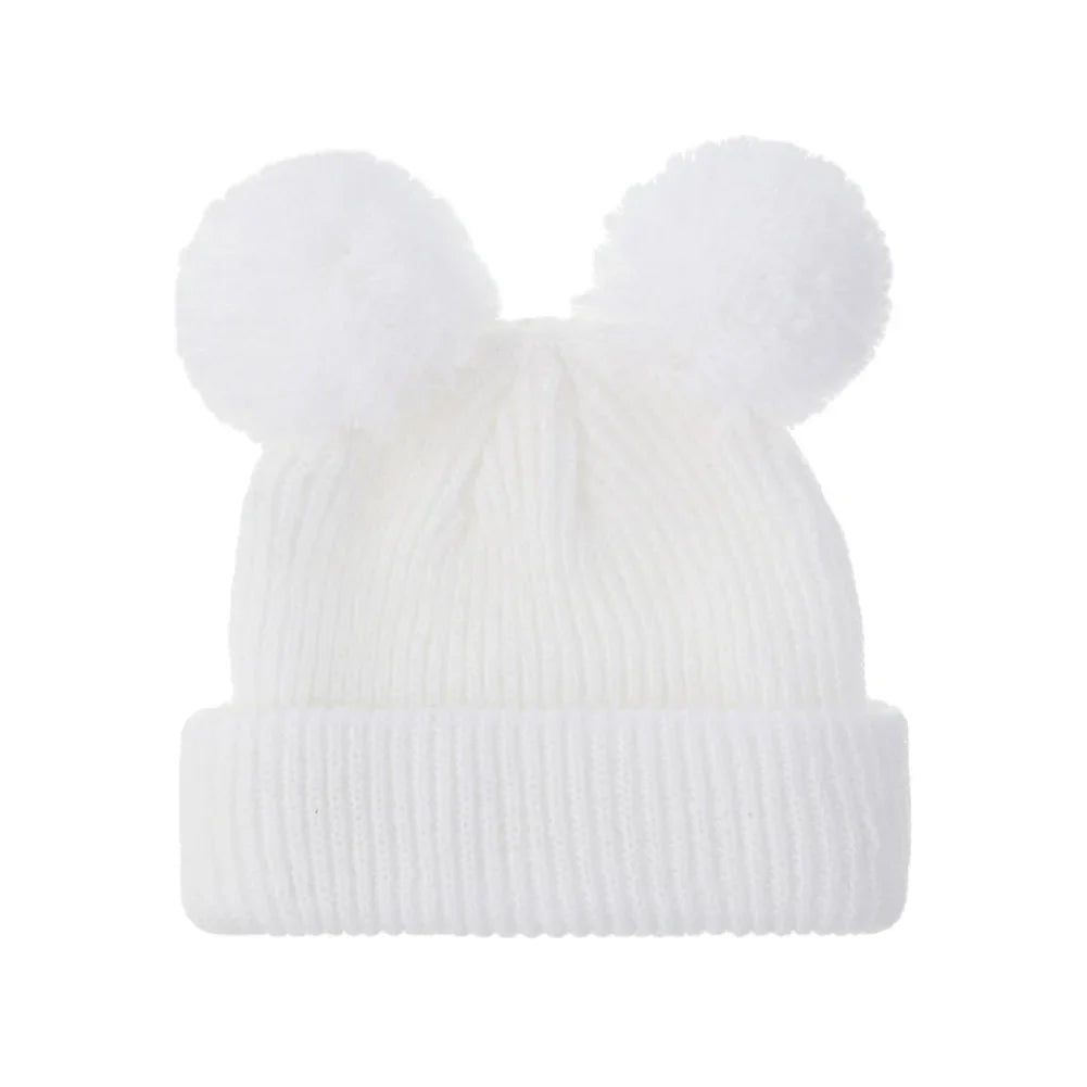 0-12M Solid Knitted Cute Pom Pom Cap | Newborn Baby Turban Hat