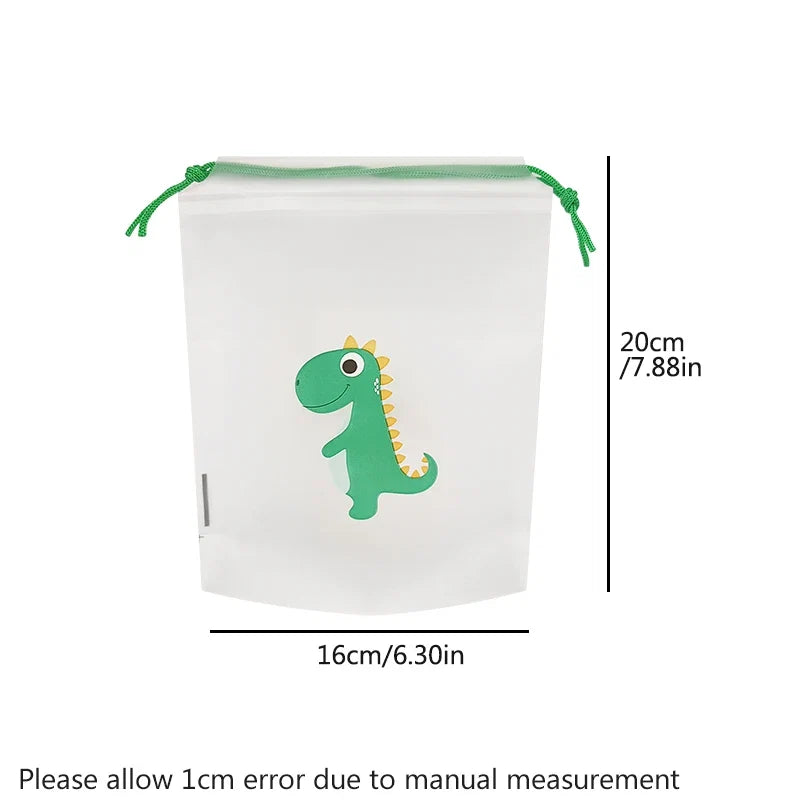 10 Transparent Drawstring Bags with Exquisite Cartoon Patterns, Waterproof and Easy-to-carry Grocery Storage Bags