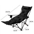 Folding Recliner Portable Camping Chair with Adjustable Backrest and Cotton-Filled Seat for Travel Beach Fishing Outdoor Chair