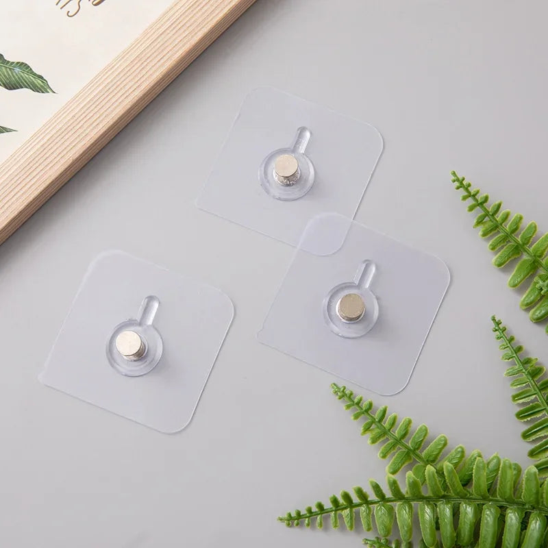 10/50pcs Self-Adhesive Hook Strong Adhesive Picture Frame Nails Hooks Transparent Seamless Wall Hangers Hanging Clock