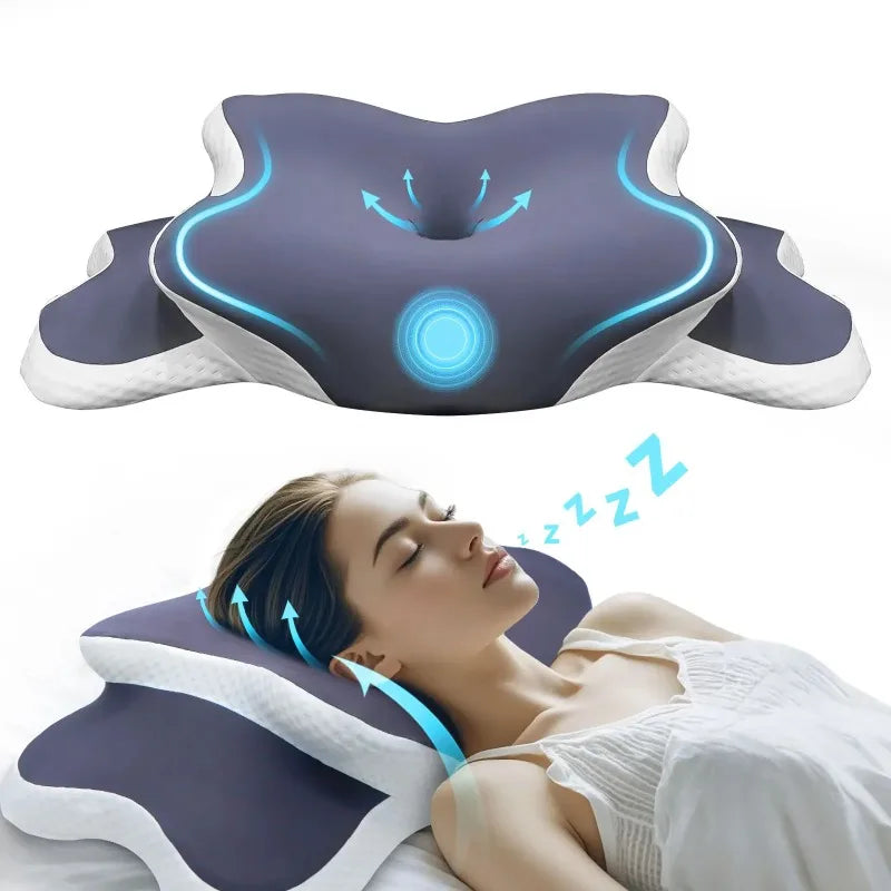 Memory Foam Cervical Pillow Ergonomic Neck Support for Side Back Stomach Sleepers Pain Relief