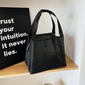 Large Capacity Travel Mesh Bag with Handle Portable Cosmetic Zipper Pouch Makeup Toiletry Beach Bag - New Design