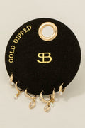 Secret Box Gold Dipped Oval Gem Hoop Earrings Set