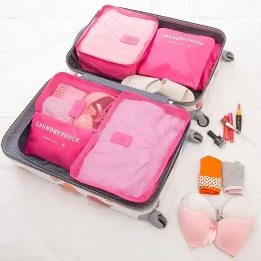 Protable Large Capacity Waterproof Luggage Clothing Underwear Storage Bag 6 Pcs/Set Travel Storage Bag Travel Bag With Zipper
