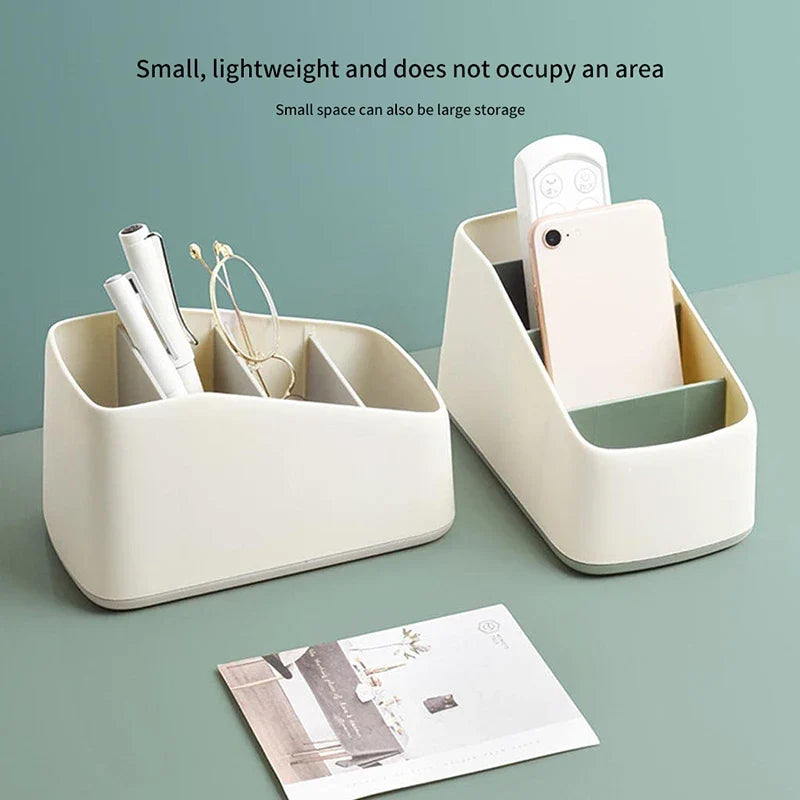 4 Slot Desktop Storage Box Remote Control Holder TV Phone Trapezoidal Basket Stationery Organizer Case for Home Hotel