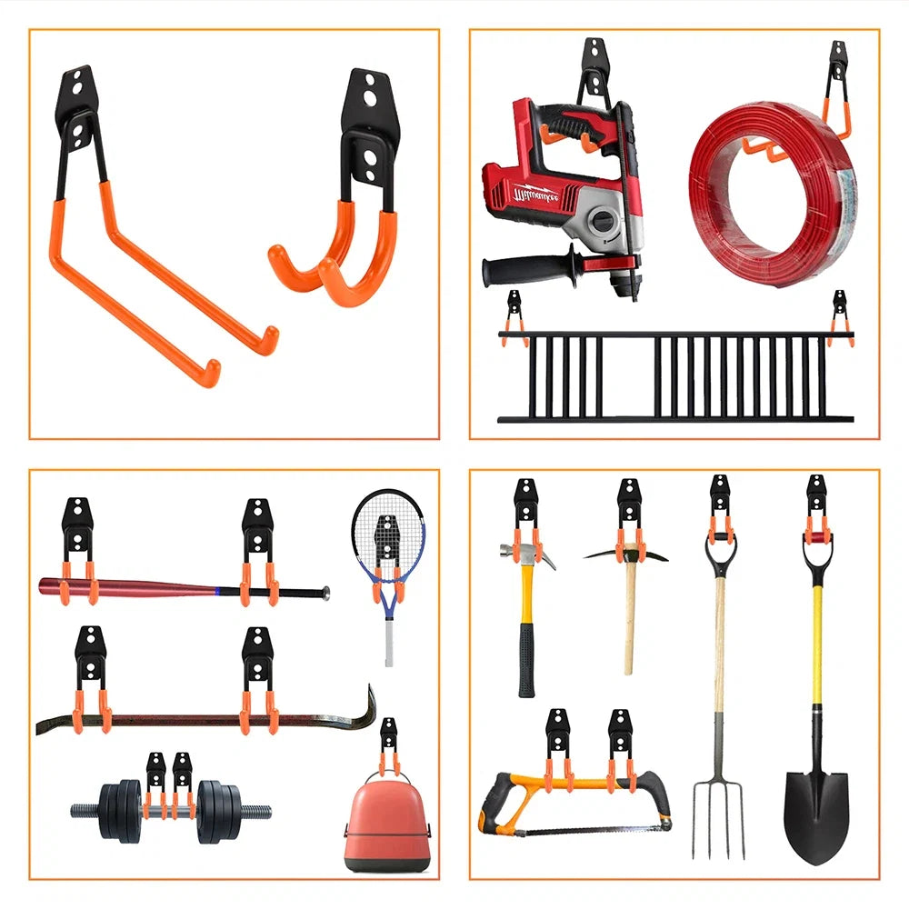 Heavy Duty Metal Hook Garage Organizer Wall Mount Bicycle Hanger Hooks Wall Mount Anti-slip Ladders Storage Hook Garden Tool