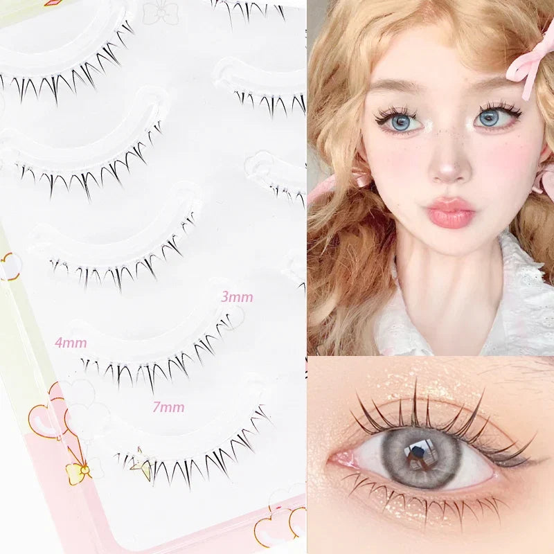 10 Rows 5-7mm Air Lower Eyelashes | Fairy Segmented Natural Under Lashes for Manga Eye Makeup