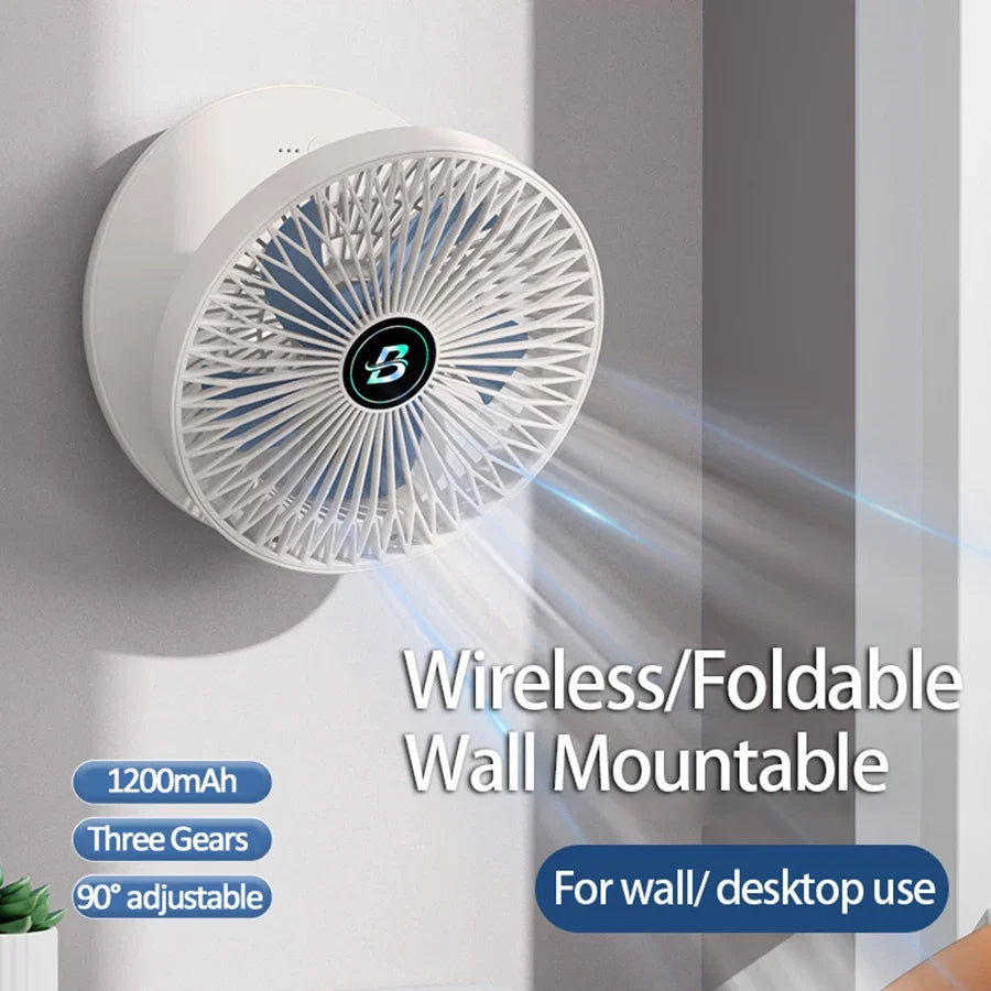 2024 the Most Popular 2IN1 Portable Fan Air Conditioner Wall Mounted Fan Rechargeable Folding Fan With 3 Gears for Home Office