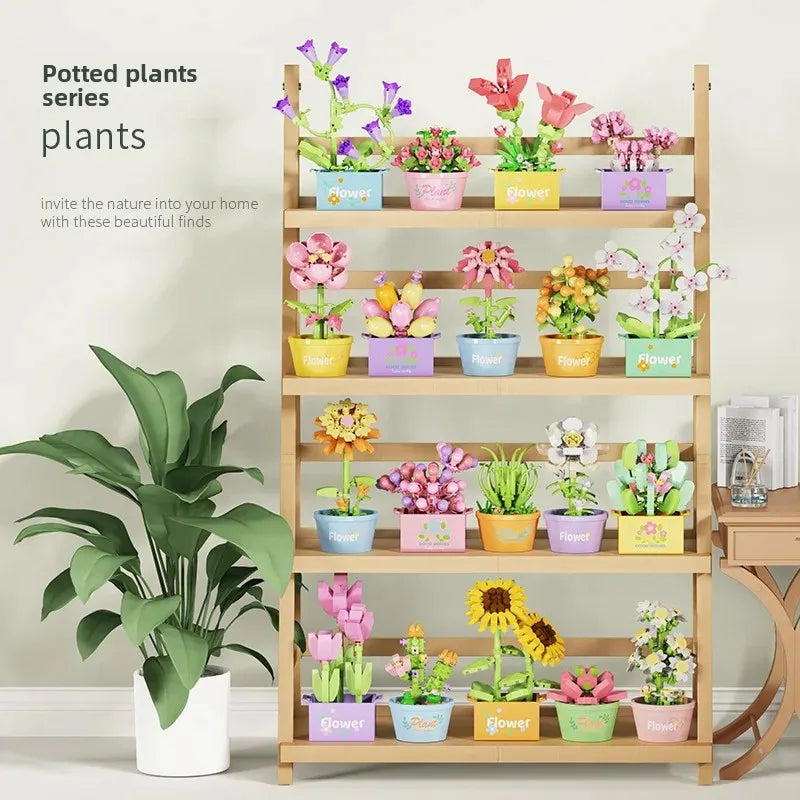 Flower Bouquet Mini Particle Building Blocks Flower Kit 3D DIY Creative Plants Micro Bricks for Home Decor Girl Gift Adults Kids