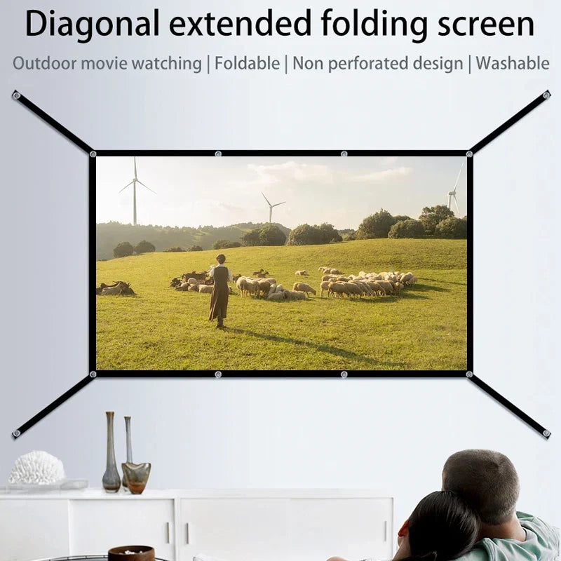 60-150 inch wall mounted foldable projection screen, simple home theater projection screen - extended version