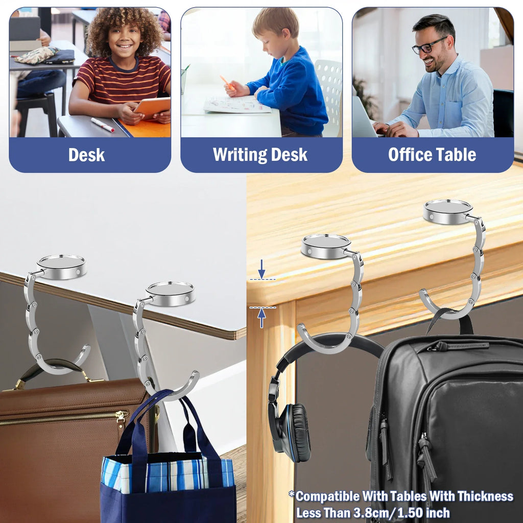 4-60Pcs Tables Handbag Hooks Portable Table Bag Holder Folding Purse Hangers Key Holder Non-Slip Fashion Travel Storage Hanger