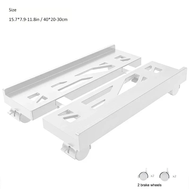 Mobile PC Tower Stand Adjustable Shelf Computer CPU Holder Telescopic Desktop Stand Computer Bracket Cart With Rolling Caster